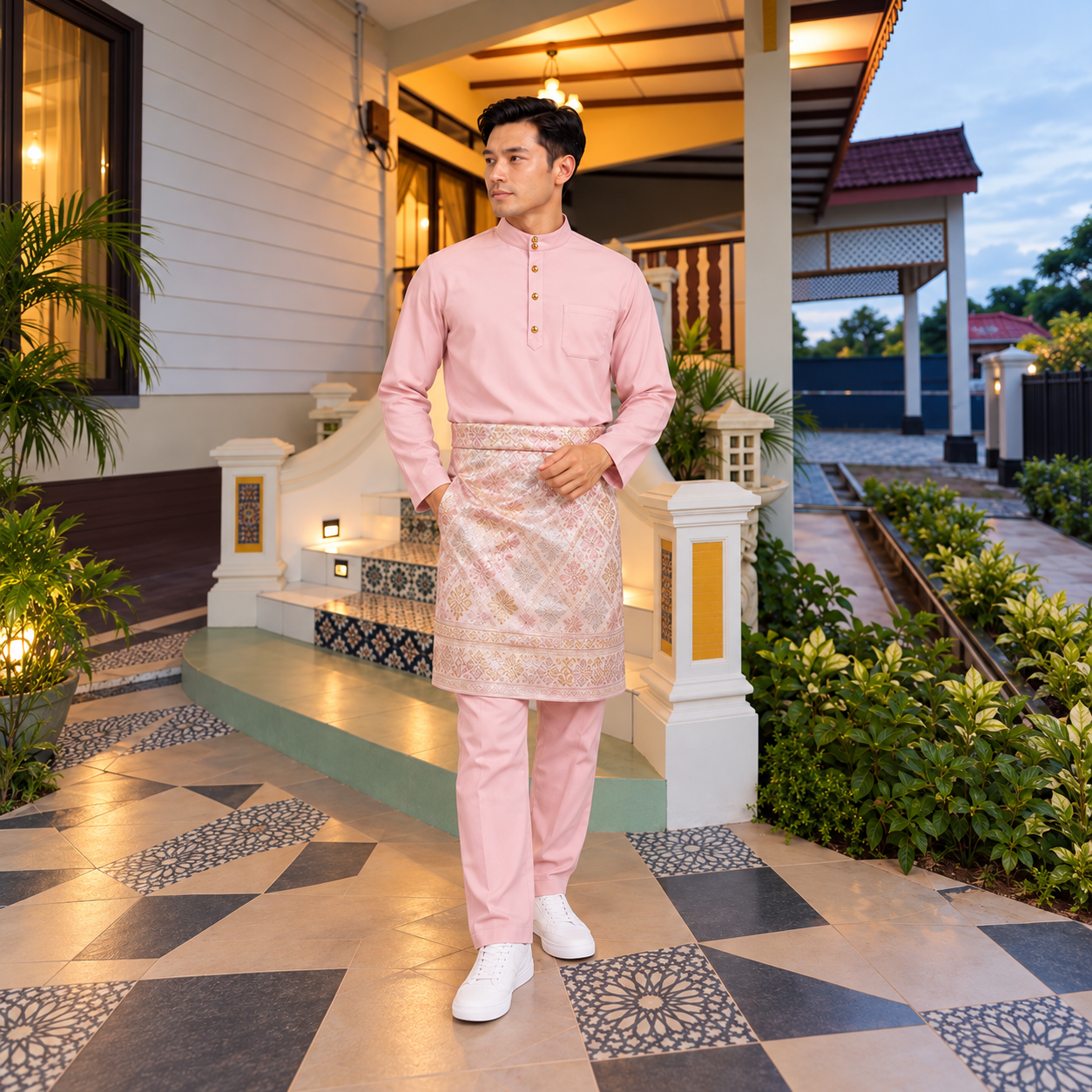 nu4 Baju Melayu - Pastel Pink - Image 1